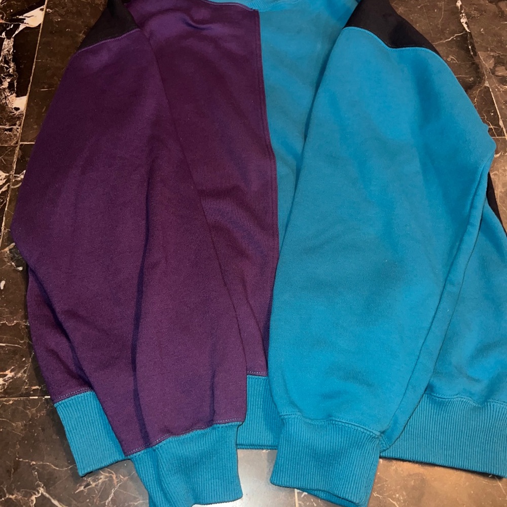 Vintage colorblock cheetah mervyns large teal 80s sweatshirt Crewneck
